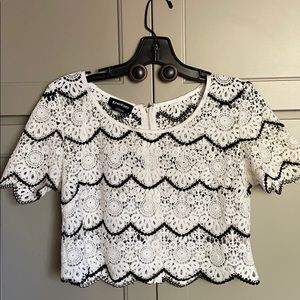 Bebe Eyelet Lace Cropped Top